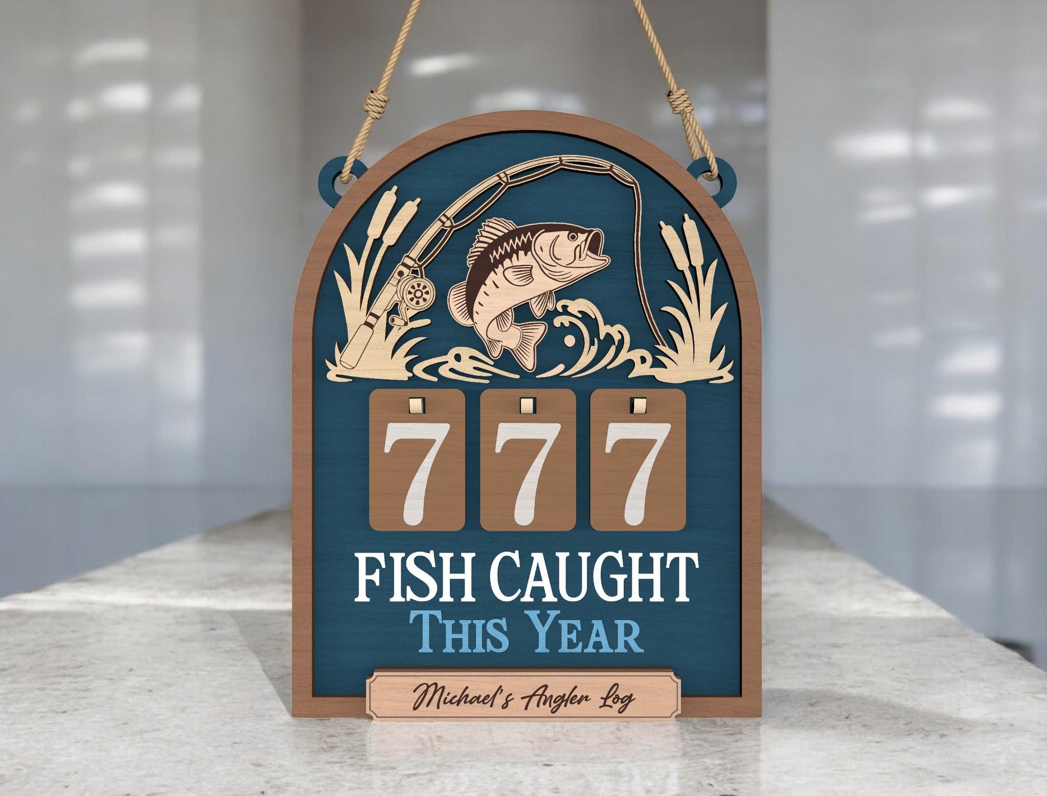 Hanging Fishing Log Laser Cut File, Personalized Angler Tracker Sign ...