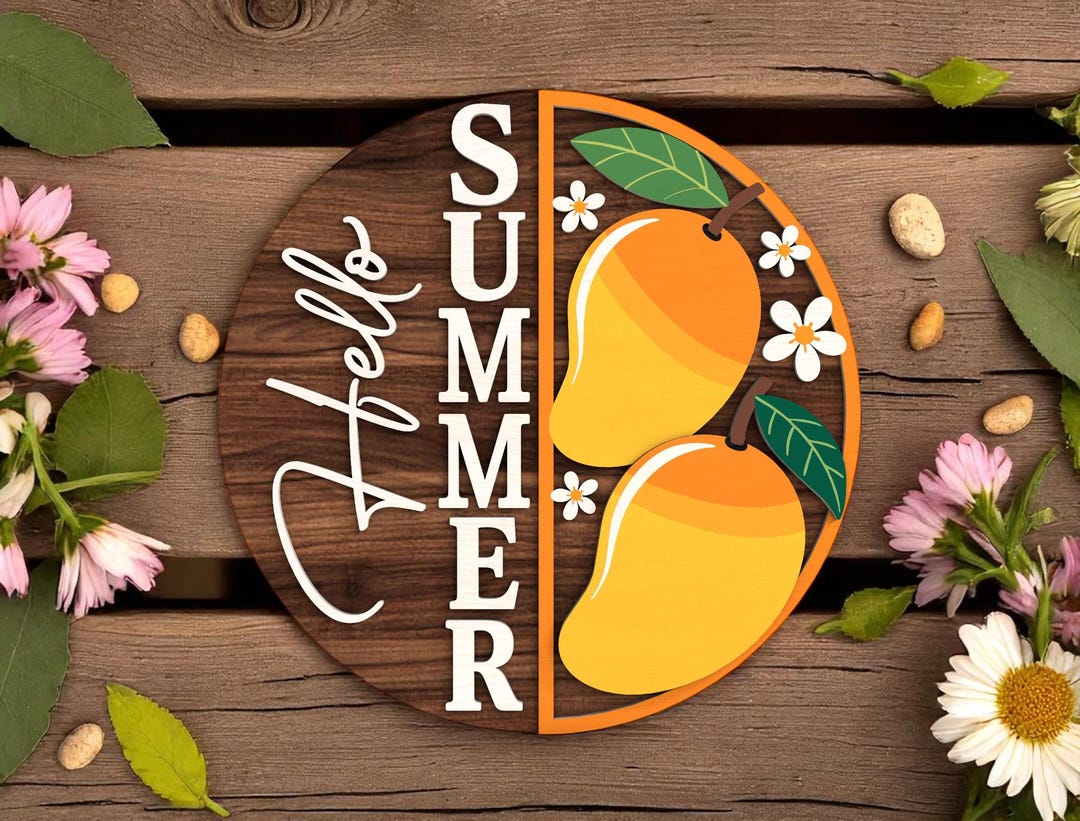 Hello Summer Mango Split Welcome Sign Digital Files SVG - Layered ...
