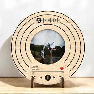 Round Vinyl Spotify Plaque Photo Frame  Digital File Laser Cut SVG | Personalized Music Display with Photo & Song Code