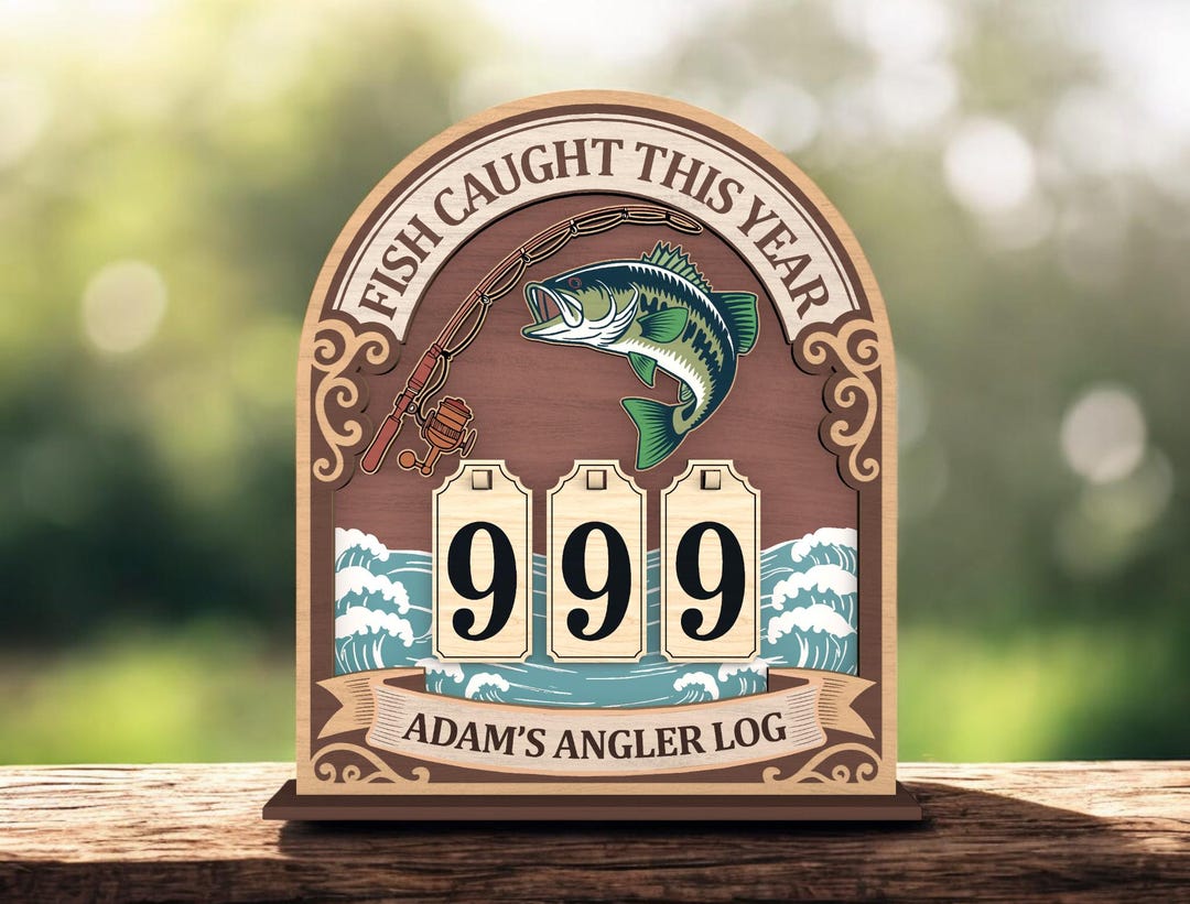 Fish Caught This Year SVG, Fishing Tracker Laser Cut File, Personalized ...