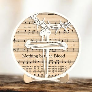 Nichts als das Blut digitale Datei Laser geschnitten SVG, christliches Osterschild Laser geschnitten Datei, Kreuz Dornenkrone Hymne Schichtholzdekor