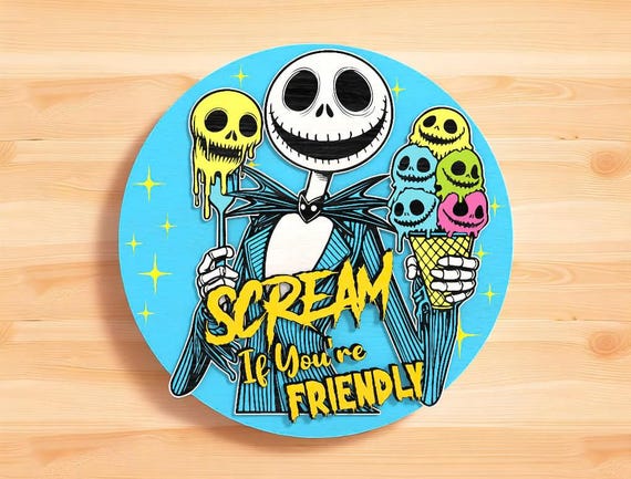 Jack Skellington “scream If You're Friendly” Welcome Sign Digital