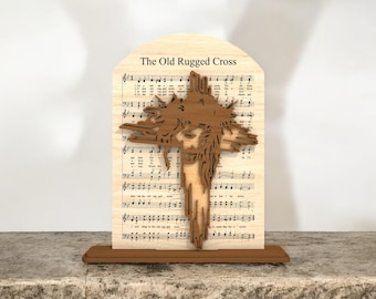 The Old Rugged Cross Digital File Laser Cut SVG, Christian Hymn Laser Cut File, Layered Cross Wood Sign, Religious Easter Decor