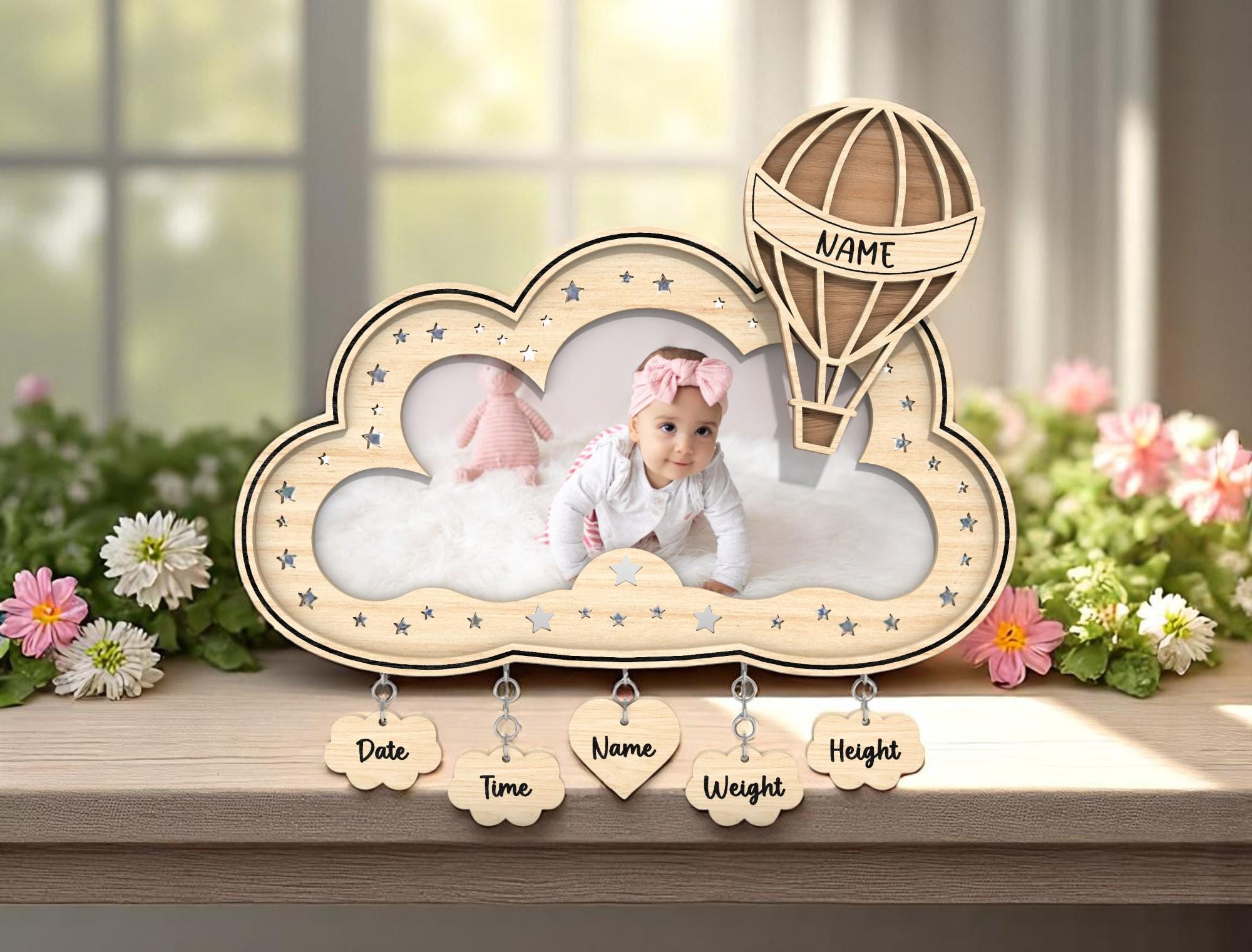 Hot Air Balloon Baby Cloud Photo Frame Digital File Laser Cut SVG ...
