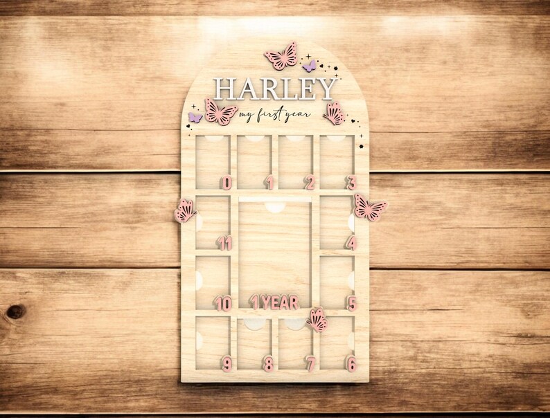 Butterfly Baby Girl First Year Laser Cut Photo Frame SVG – Milestone ...