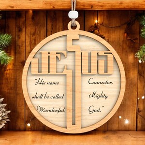 Jesus Cross Ornament Laser Cut Digital Files SVG – Religious Digital Design for Glowforge xTool, Faith Scripture Decor