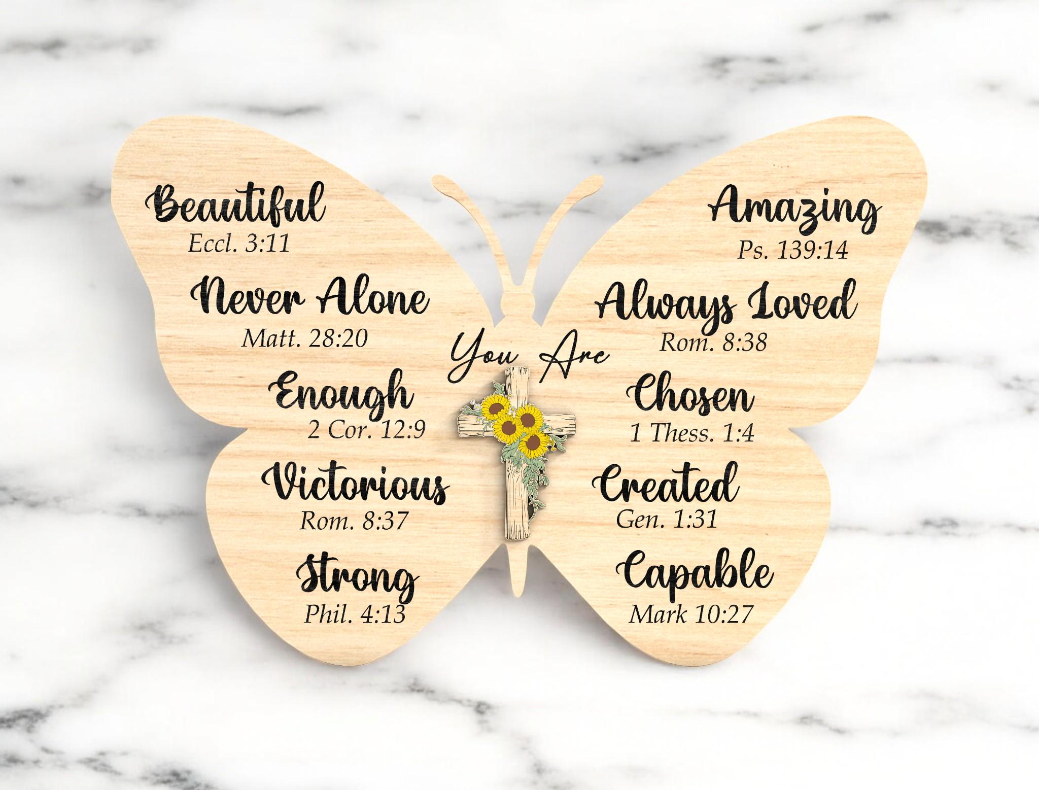 Christian Butterfly Wall Art SVG Laser Cut File, Bible Verse Decor, You ...