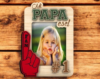 Marco de Fotos “Mi Papá es el #1” - Archivo Digital SVG para Corte Láser Glowforge Cricut xTool, Diseño Día del Padre, Fan Finger Decoración