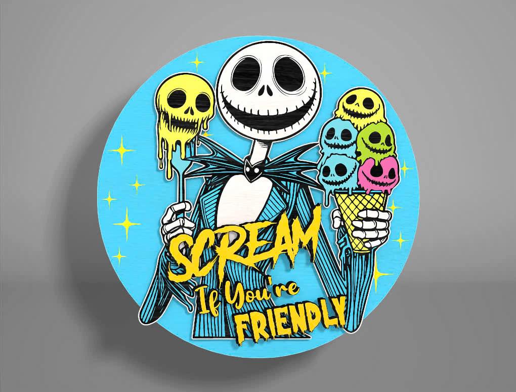 Jack Skellington “scream If You're Friendly” Welcome Sign Digital
