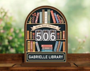 Cartello per libreria in formato SVG, Libri letti quest'anno in formato SVG, File tagliato al laser per il monitoraggio della lettura, Decorazione in legno personalizzata