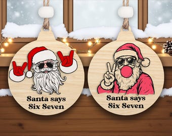 Santa Ornament Laser Cut Digital Files SVG – Funny Christmas Layered Laser Cut File, Rock Santa Digital Download for Glowforge xTool Cricut