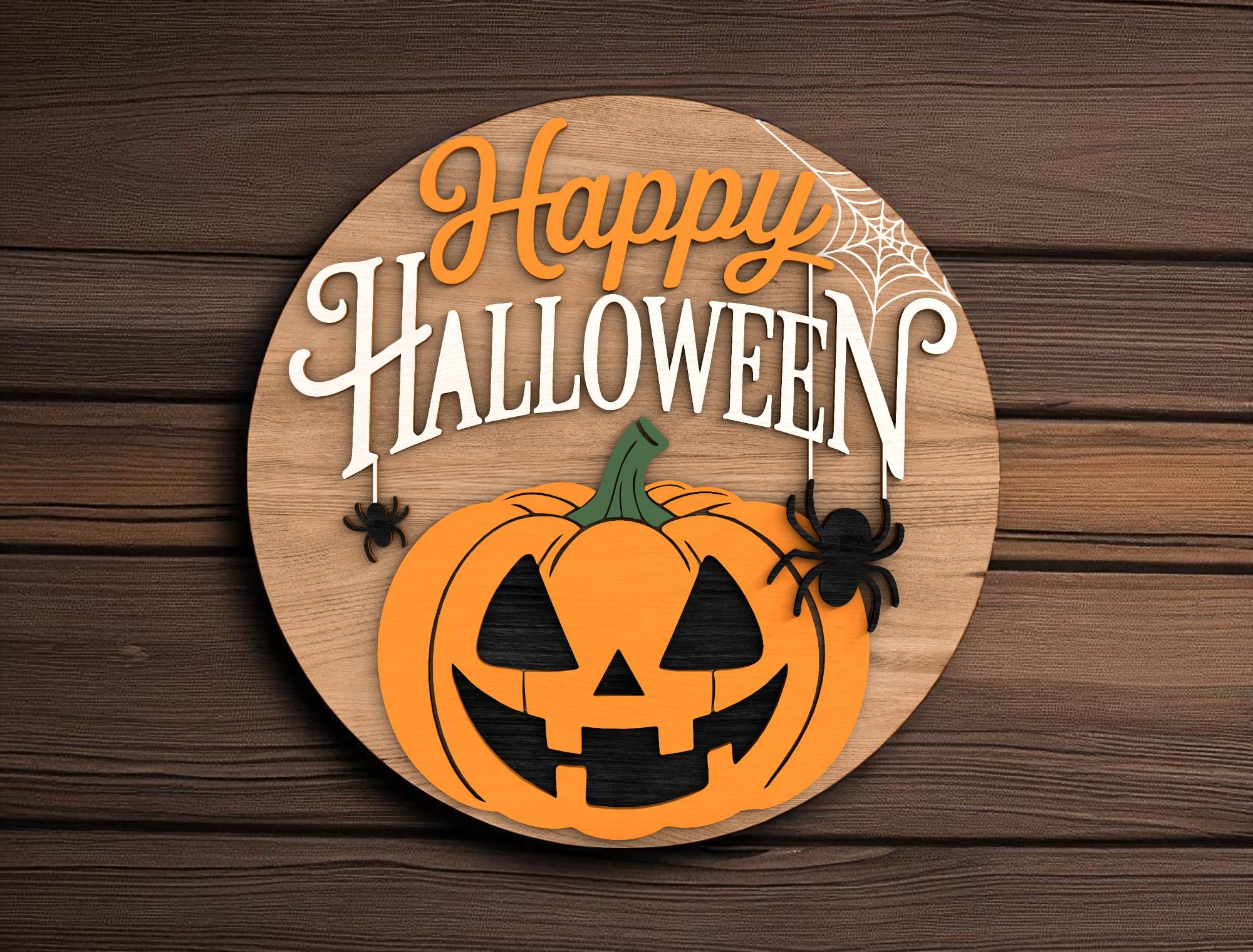 Happy Halloween Pumpkin Welcome Sign Laser Cut Digital Files SVG
