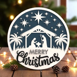 Nativity Scene Merry Christmas Welcome Sign Laser Cut Digital Files SVG –  Holy Night Round Sign Cut File for Christmas Decor Laser Cut File