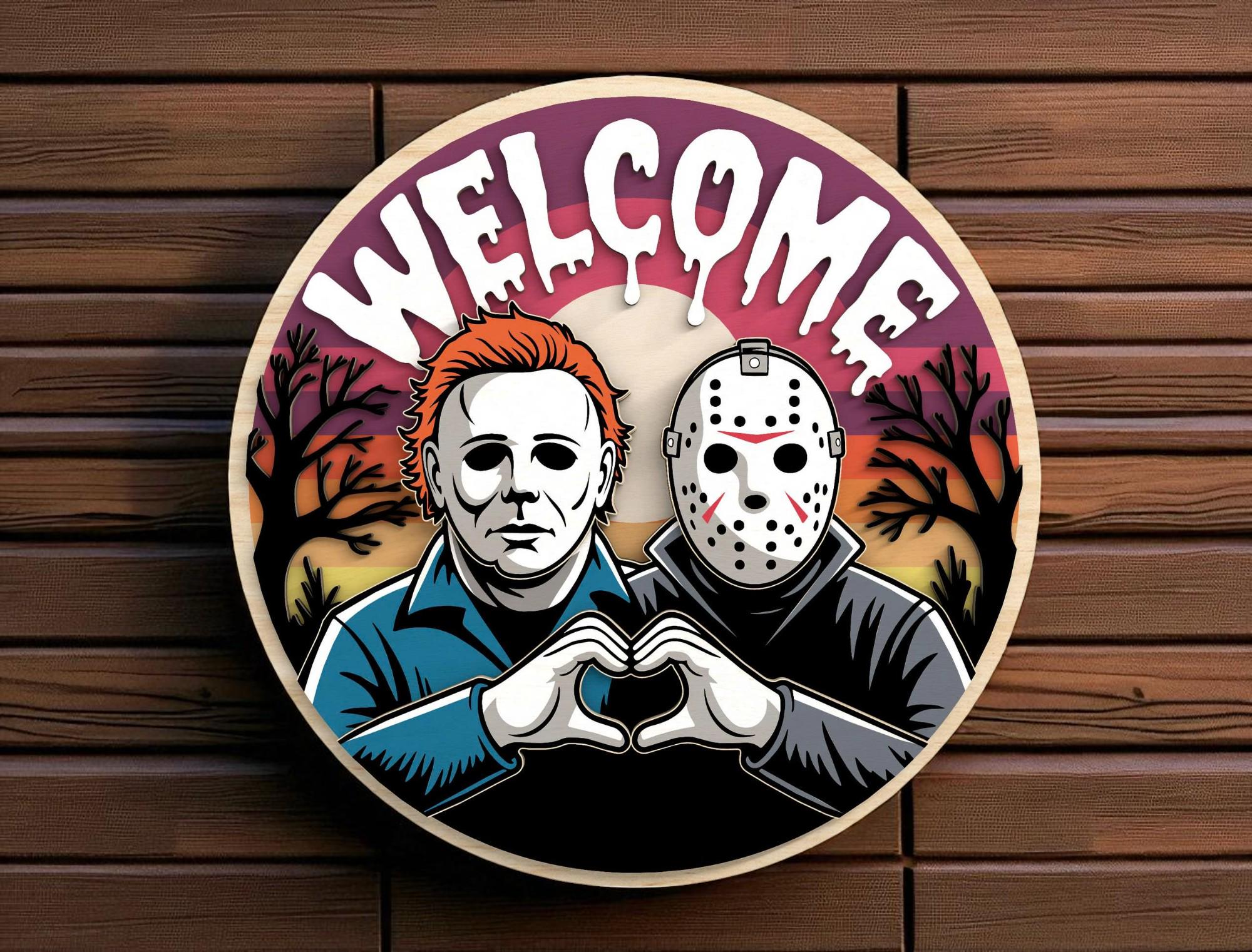 HELLOWEEN サイン入りポラロイド写真 Welcome Horror Couple Sign Digital Files SVG – Layered Halloween