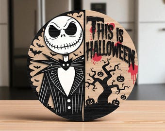 Letrero de bienvenida de Halloween "This Is Halloween" (Archivos digitales SVG) – Pesadilla de Jack Skellington de Halloween (digital) para Glowforge, xTool