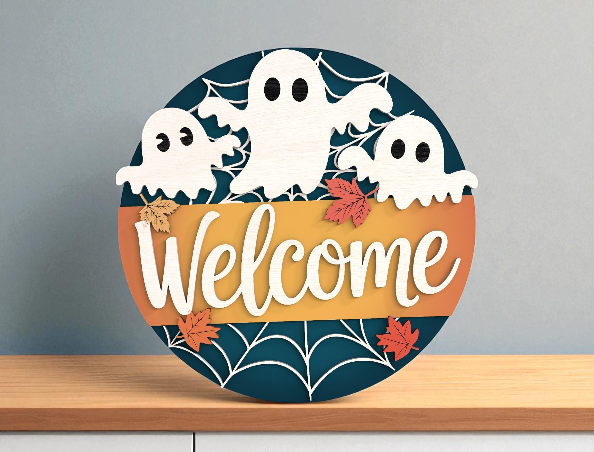 Welcome Ghost Halloween Ghost Welcome Sign Laser Cut Digital Files SVG – Digital ...