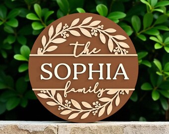 Personalized Family Name Welcome Sign: Botanical Laser Cut SVG (Digital Download