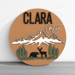 Layered Mountain Bear & Deer Name Welcome Sign Laser Cut Digital Files SVG –Personalized Laser Cut Files