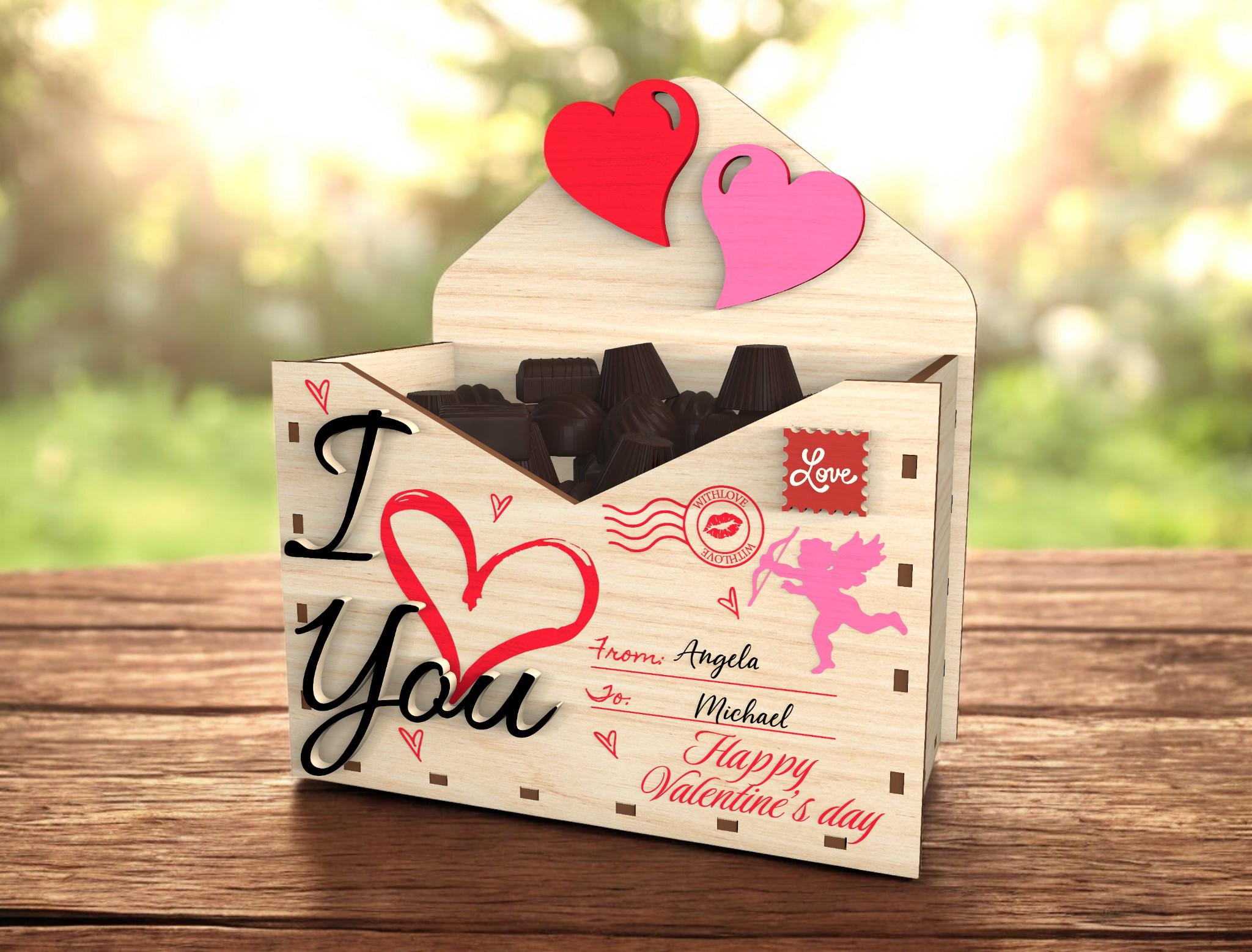 I Love You Valentine Chocolate Box SVG • Envelope Candy Holder