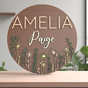 Welcome Sign Floral Name Laser Cut Digital Files SVG –   Wildflower Nursery Wall Art for Glowforge and xTool