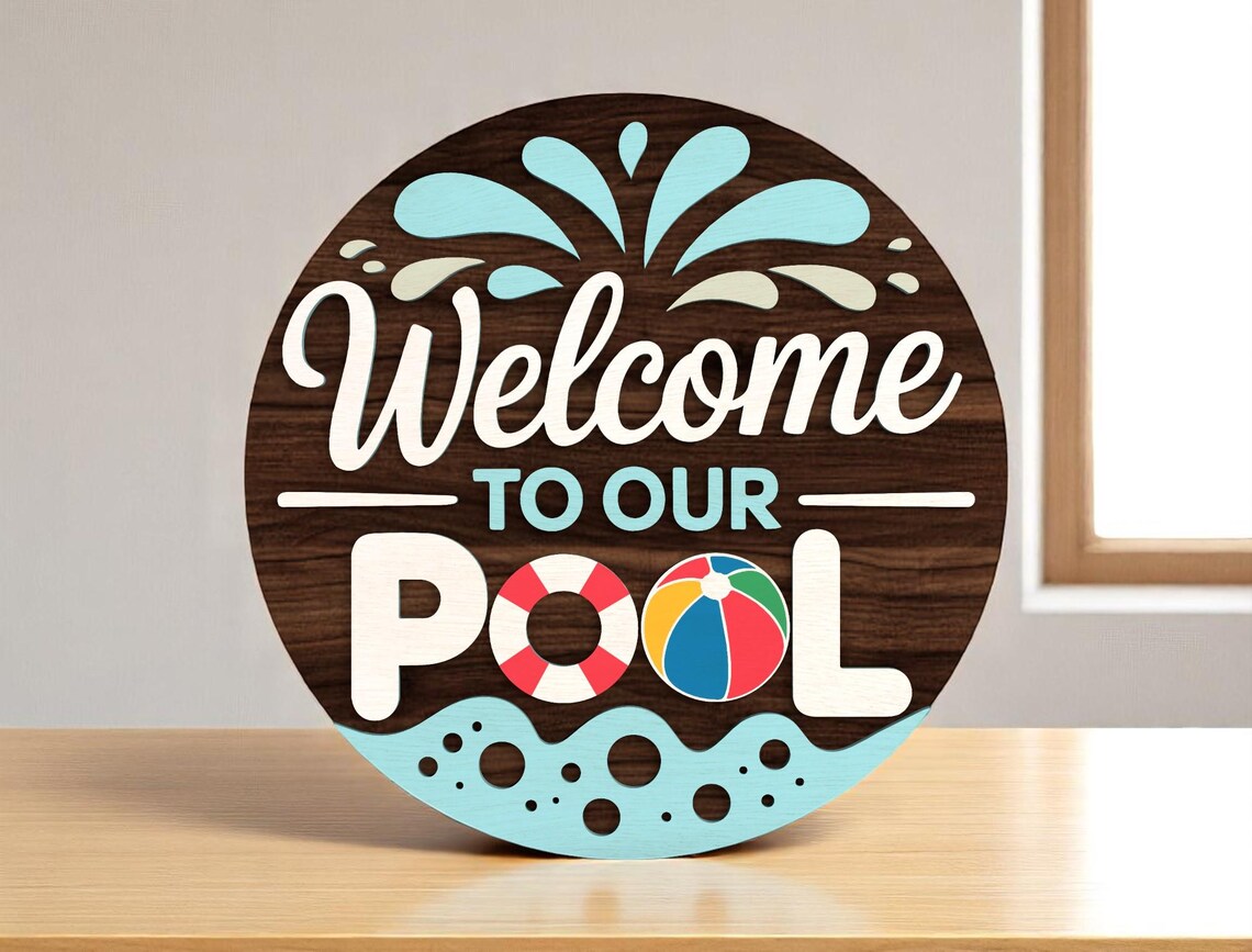 Welcome to Our Pool Sign Digital Files SVG – Layered Laser Cut Digital ...