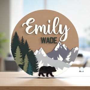 Personalized Bear Mountain Welcome Sign Laser Cut Digital Files SVG – Layered Laser Cut File for Forest Nursery Decor – Glowforge  xTool