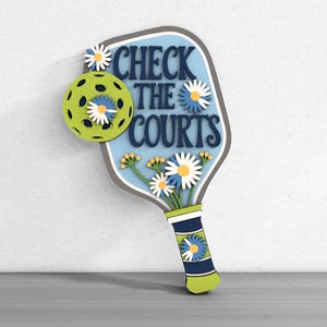 Check the Courts Pickleball Paddle Welcome Sign Laser Cut Digital SVG – Sports Floral Pickleball Sign ,Pickleball Welcome Sign for Glowforge