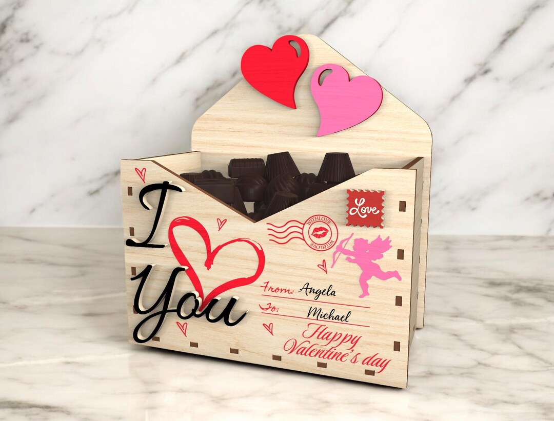 I Love You Valentine Chocolate Box SVG • Envelope Candy Holder