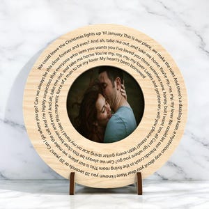 Custom Song Lyrics Round Plaque Digital File Laser Cut SVG |  Laser Cut Personalized Music Photo Frame with Circular Text