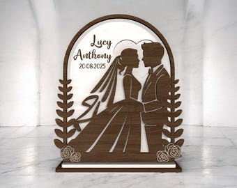 Sposi in formato SVG, file di taglio laser per cartello di matrimonio personalizzato, decorazioni in legno per sposi, Glowforge xTool SVG