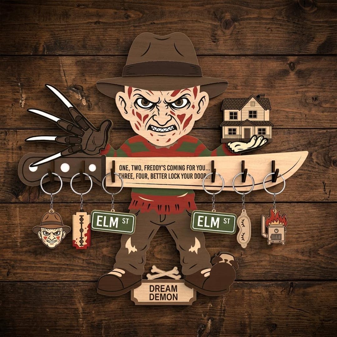 Horror Dream Key Holder SVG, Halloween Wall Key Rack Laser Cut File ...