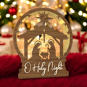 Nativity Scene Lantern Digital File Laser Cut SVG |  Christmas O Holy Night Nativity Scene Laser Cut , 3D Layered - Bonus 5 Designs