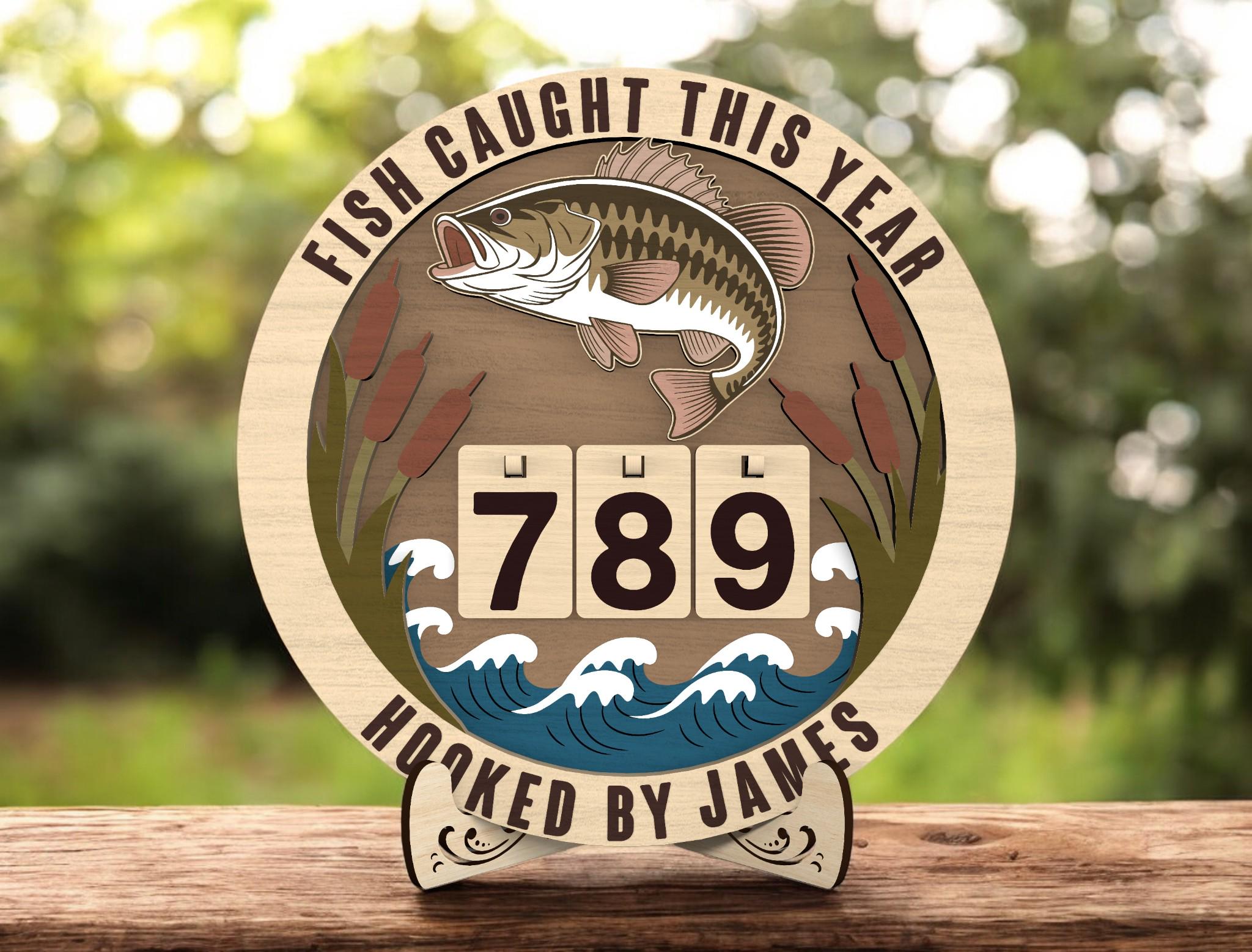 Round Fishing Log Laser Cut File, Personalized Angler Tracker Sign ...