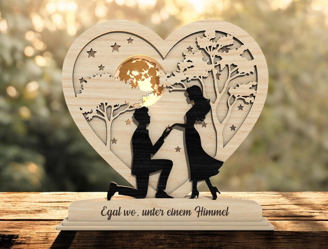 Proposal Heart Shadow Box SVG • Kneeling Couple Silhouette • Romantic ...