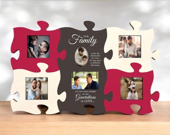 Unser Familien Puzzle-Fotorahmen Digitaler Laserschnitt SVG - Laser geschnittene Multi-Fotorahmen-Datei für Holz, Glowforge Digital Design