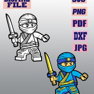 svg/png/dxf/jpg/pdf Ninja vector Clipart Cartoon Coloring drawing for kids cut file for Cricut .. download digital file