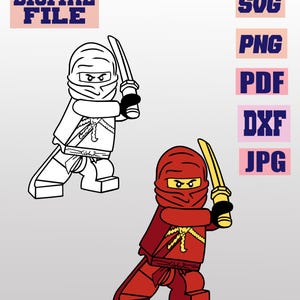 SVG/png/dxf/jpg/pdf Ninja vector Clipart Cartoon Kleurplaat tekening voor kinderen gesneden bestand voor Cricut... download digitaal bestand