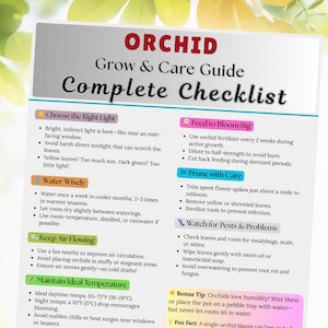 ORCHID Plant Care Guide – How to Grow and Care for ORCHID | Printable & Editable Comprehensive Checklist with Tips | PDF + Template