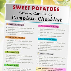 Sweet Potatoes Care Guide – How to Grow and Care for Sweet Potatoes | Printable & Editable Checklist with Tips | PDF + Template