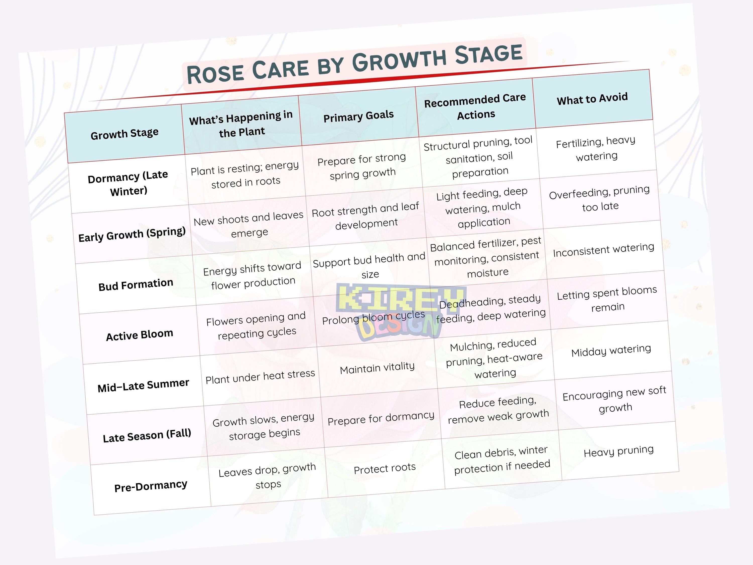 Complete Rose Growing Guide Printable | How to Plant, Grow & Care for ...