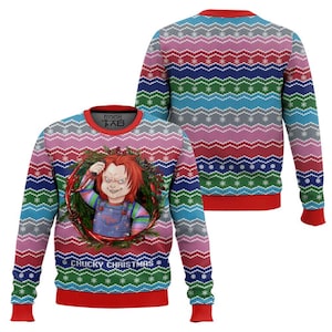 Chucky Ugly Christmas Sweater, Horror Movie Shirt, Chucky Doll Holiday Sweater, Chill A Play Chucky Xmas Sweater, Trick Or Treat Merch
