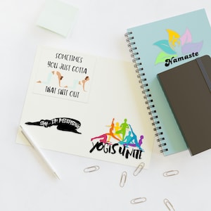 4 Piece Vinyl Yoga Sticker Sheet: White, Transparent, and Holographic Finishes