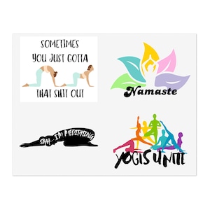 Yoga Sticker Sheets | Mindfulness Decor | Large Yoga Stickers | Water Bottle, Laptop Stickers | Perfect Gift for Yogis | Meditation Stickers