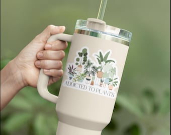 Plant Mom Sticker: "Addicted to Plants", Water, Scratch, UV-Resistant | Houseplant Gift