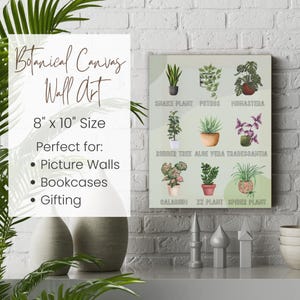 Botanical Canvas Wall Art: Modern Greenery Print, Plant Lover Gift