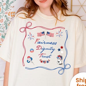 Patriotic Subtle FDT Shirt, Coquette Bow patriotic Tshirt, Independence Day Tee, 4th of July FDT shirt, America Tee, Freedom Democracy Truth