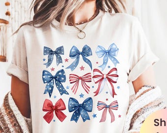 USA Bow Shirt Comfort Colors®, Coquette America Bow Shirt for July 4th, Memorial Day Shirt, USA Shirts, Patriotic Bow Shirts, Election Shirt