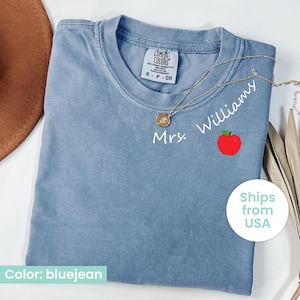 Custom Teacher Last Name Shirt, Back To School, Apple Teacher Mrs Shirt, Teacher Appreciation Gift, Cute Teacher Gift, Team Teacher Shirt
