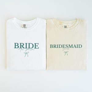 Custom Bride Bridesmaid Shirt, Comfort Colors, Bridal Party Gift, Wedding Day Getting Ready, Trendy Bachelorette Merch, Group Matching Tee