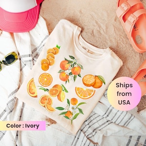 Comfort Colors Vintage Orange Shirt, Art Graphic Fruit Shirt, Pastel Drawing Oranges Shirt, Foodie Vintage Graphic Shirt Aesthetic Fruit Tee